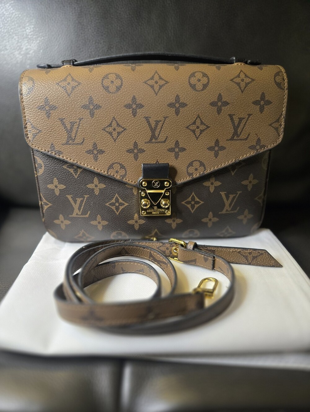 Inspired #4 Two Tone Reverse Monogram Crossbody Bag W/dustbag